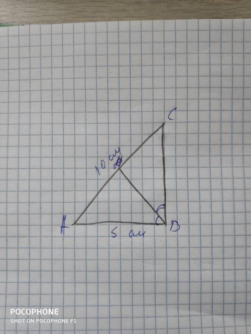 Впрямоугольном треугольнике авс ∠в=90°, ав=5 см., ас=10см. найдите углы, которые образует высота вн