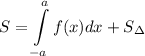 S=\displaystyle \int\limits^a_{-a}f(x)dx+S_{з}
