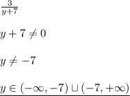 \frac{3}{y+7}\\\\y+7\ne 0\\\\y\ne -7\\\\\underline {y\in (-\infty ,-7)\cup (-7,+\infty )}