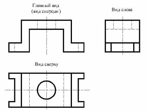 Начертить вид сбоку, сверху и сзади​