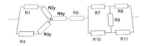 Найдите полное сопротивление цепи, состоящей из 11 одинаковых . величина сопротивления одного равна