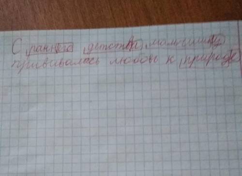 Выписать грамматическую основу: с раннего детства мальчику прививалась любовь к природе.