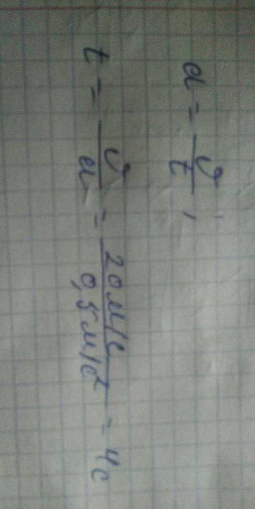 Автомобіль початкова швидкість якого 20 м/с почав гальмувати з прискоренням, модуль якого дорівнює 0