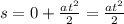 s=0+\frac{at^2}{2} =\frac{at^2}{2}