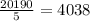 \frac{20190}{5} = 4038