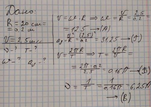 Завдання з фізики довжина лопатей вентилятора 20см лінійно швидкість кінця лопатей 2,5 м / с.установ