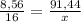 \frac{8,56}{16} = \frac{91,44}{x}