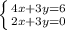 \left \{ {{4x+3y=6} \atop {2x+3y=0}} \right.