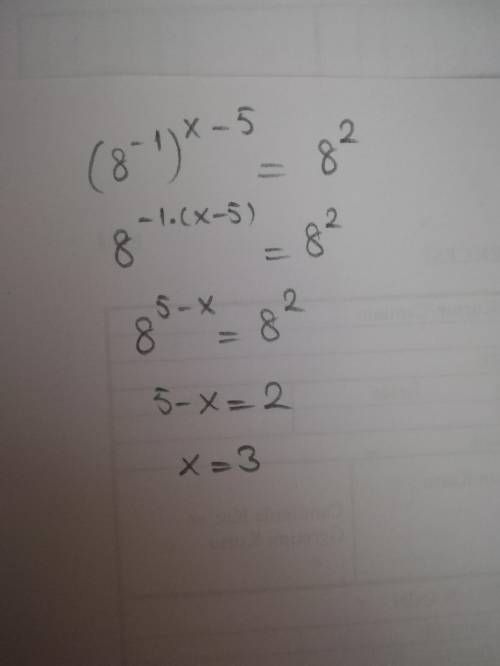 Найдите корень уравнения (1/8)^x−5=64.