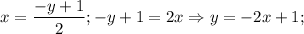 $x=\frac{-y+1}{2}; -y+1=2x \Rightarrow y=-2x+1;