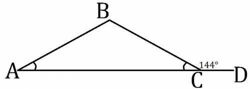 T3в равнобедренном треугольнике авсс основанием ас внешний угол привершине с равен 144°. найдитевели