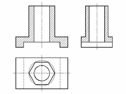 Черчение! постройте третий вид и обязательно постройте разрезы