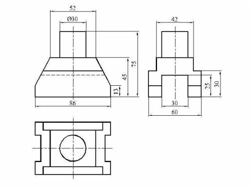 Черчение 3 вида проекций слева спереди справа нанести размеры
