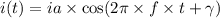 i(t) = ia \times \cos(2\pi \times f \times t + \gamma )