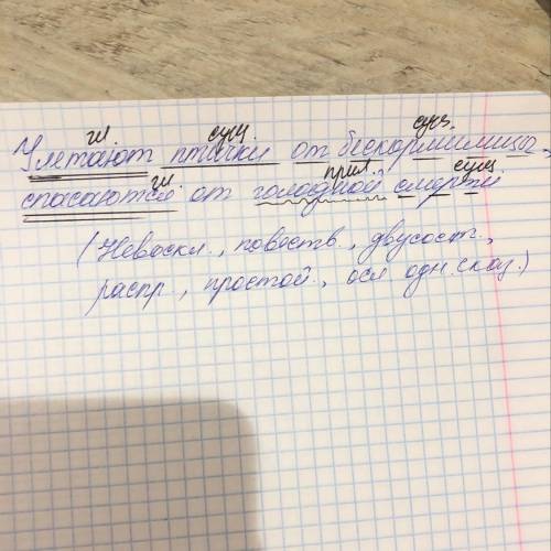 4класс. нужно сделать полный синтаксический разбор предложения . улетают птички от бескормилицы от