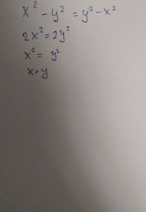 X^2-y^2=y^2-x^2 x или y какой из них больше сравнивать надо