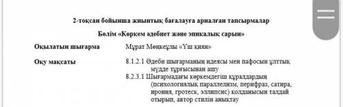 Орындау уақыты15-20 минуттапсырма1. берілген үзінді идеясының ұлттық ерекшелігін талдап жазыңыз.жеті