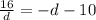 \frac{16}{d} = -d - 10