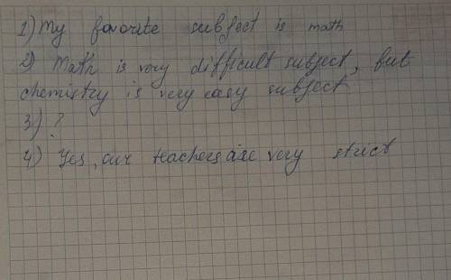 4about you ask and answer the questions.1 what's your favourite subject? 2 which subjects are easy a