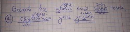 Подчеркнем в предложении грамматические основы. союз обведи в кружок. весной все цветы еще ждут тепл