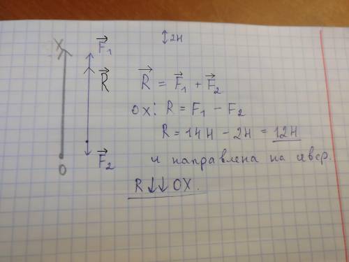 Тело толкают на севере с силой 14 н и на юг силы 2 на) определите значение и направление равнодейств