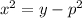 {x}^{2} = y - {p}^{2}