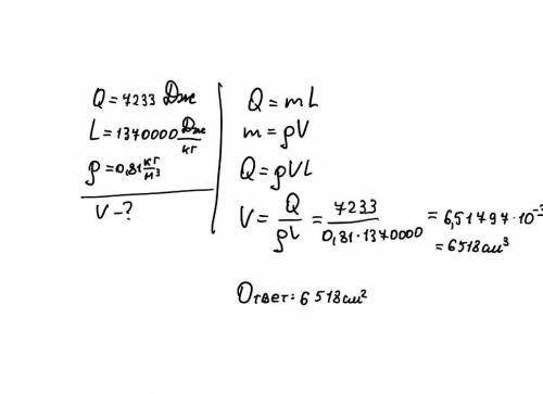 Посчитай  объём аммиака,  если в процессе его кипения поглотилось  7233  дж энер