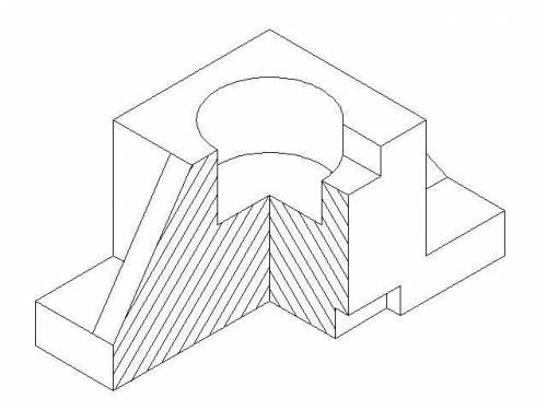 Начертить третий вид и изометрию с вырезом 1/4 (одной четверти) !