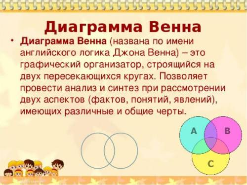 Нужно составить диаграмму венна на предложение и текст.