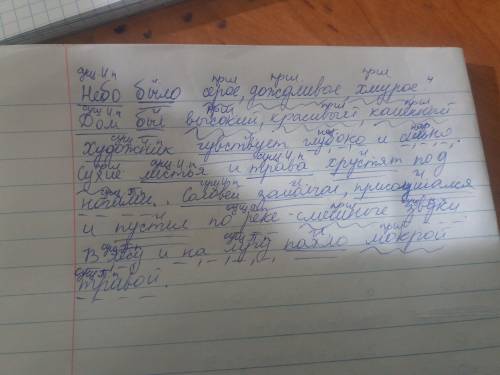 Небо было серое, дождливое, хмурое(синтаксический разбор) дом был высокий, красивый, каменный(синтак