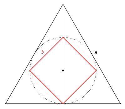 50 ! около окружности описан правильный треугольник со стороной 20 см. найдите сторону квадрата, вп