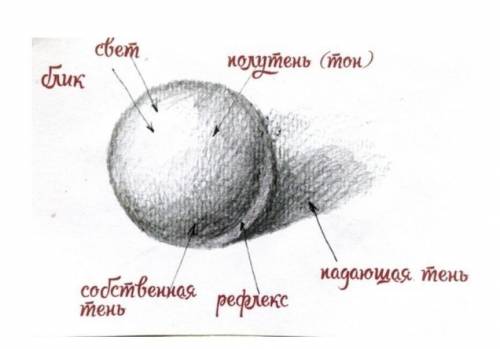 Анализ 4х основных разделов изменения натурального цвета предмета: 'свет', 'натуральный'(полутень),