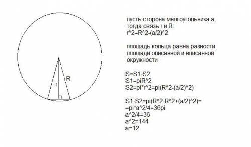 Около правильного многоугольника описана окружность, и в этот же многоугольник вписана ещё одна окру