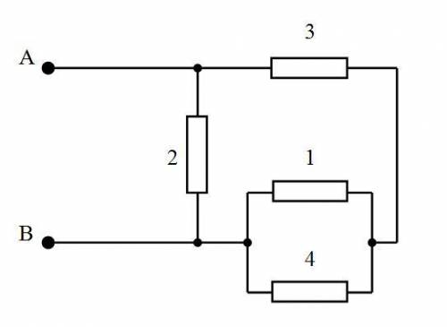 Цепь собрана из 4 одинаковых к точкам a и b цепи подведено напряжение найдите отношение мощностей вы