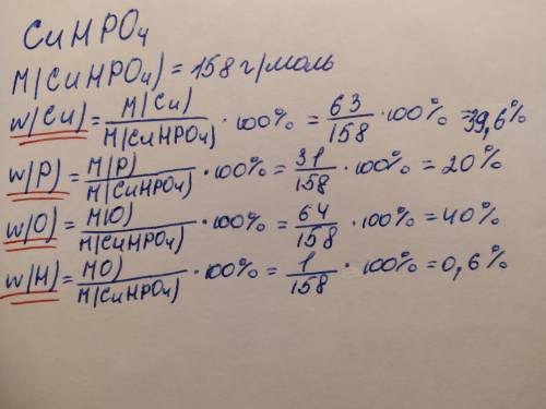 Гидрофосфат меди рассчитать массовую долю