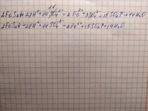 Краткое ионное уравнение 2fes2+14h2so4=fe2(so4)3+15so2+14h2o