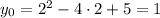 y_{0} = 2^{2} - 4\cdot 2 + 5 = 1