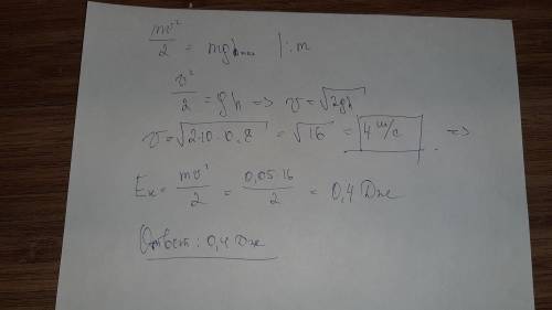 Максимальная высота,на которую движущаяся шайба массой 50г может подняться по гладкой наклонной плос