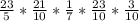 \frac{23}{5} * \frac{21}{10} * \frac{1}{7} * \frac{23}{10} * \frac{3}{10}