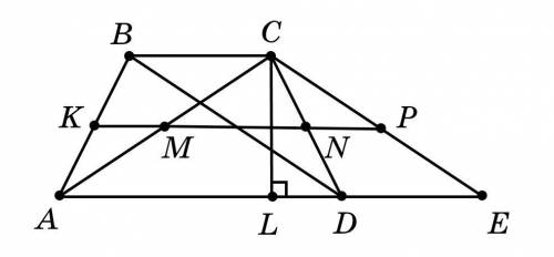 Средняя линия равнобедренной трапеции равна 8 см а диагональ 10 см найдите площадь трапеции​