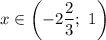 x \in \left(-2\dfrac{2}{3} ; \ 1 \right)