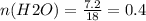 n(H2O) = \frac{7.2}{18} =0.4