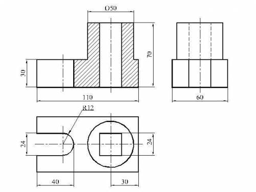 Начертить в трех проекциях, покажите хотя бы схематично