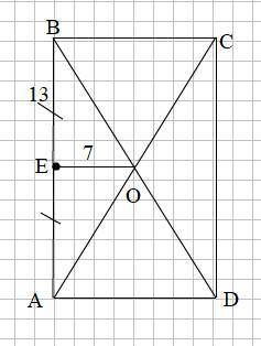 В прямоугольнике ABCD. E середина AB диагонали пересекаются в точке О. Найдите периметр прямоугольни