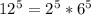 12^{5}=2^5*6^5