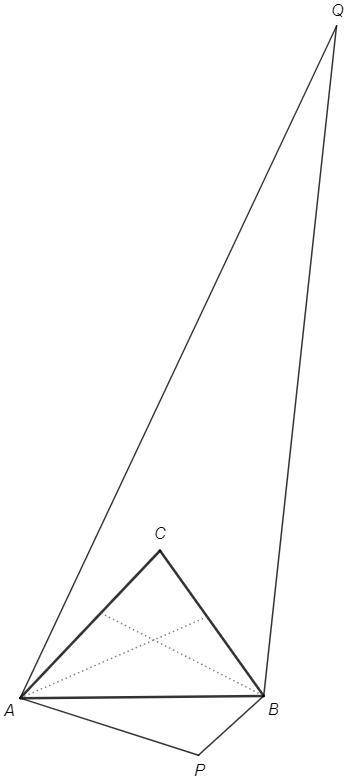 Про треугольник ABC известно, что ∠A=46∘, ∠B=55∘. Точки P и Q вне треугольника ABC изогонально сопря