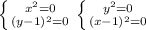 \left \{ {{x^{2}=0} \atop {(y-1)^{2}=0}} \right. \left \{ {{y^{2}=0} \atop {(x-1)^{2}=0}} \right.