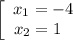 \left[\begin{array}{ccc}x_{1} = -4\\x_{2} = 1 \ \ \\\end{array}\right