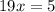 19x=5\dfrac{}{}