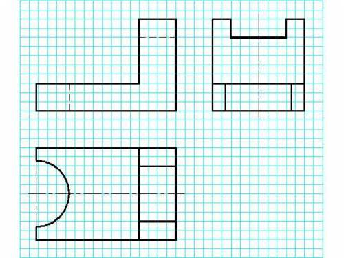 начертить(на тетради в клетку)третий вид детали​